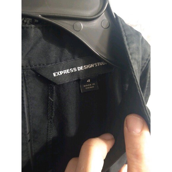 Express Ruffled Vneck Dress Sz 4 Black Boho Cottage Core Feminine - Picture 6 of 9